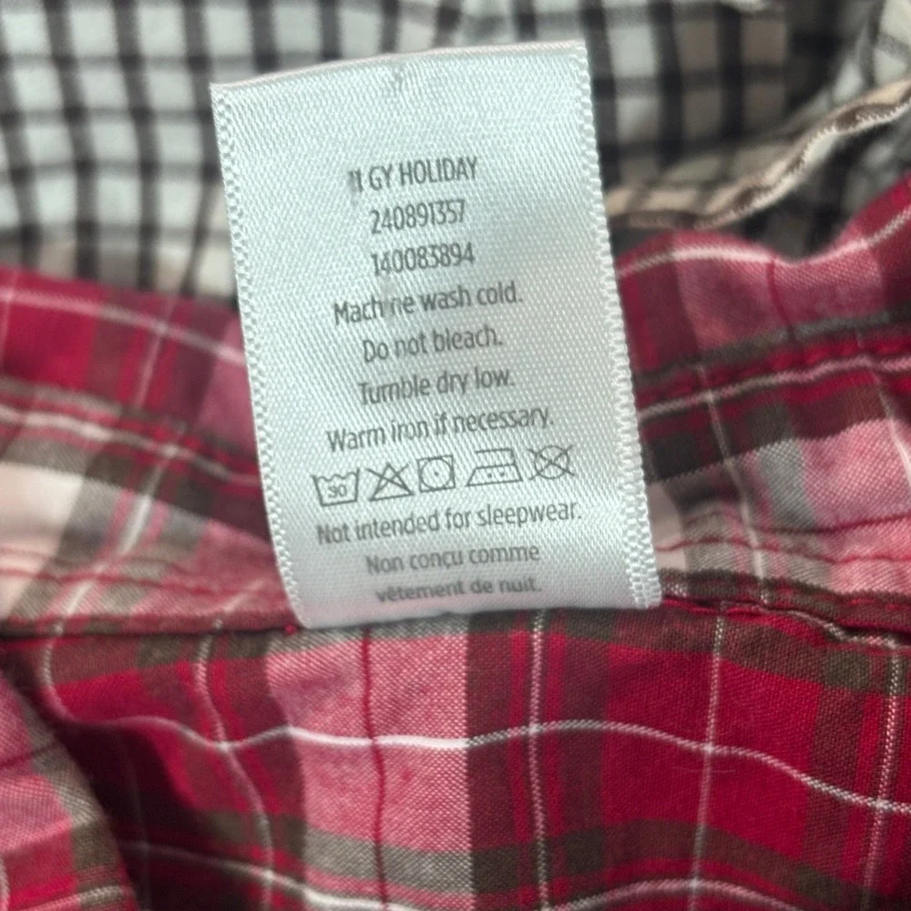 Gymboree Boys Plaid & Check Button Down Shirts Set of 2 Red Brown Size M 7-8